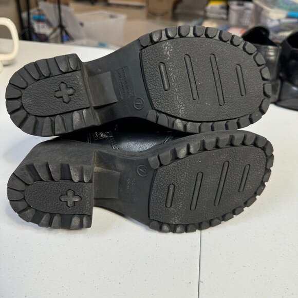 No Boundaries Boots Womens 7 Black Biker Chunky VTG Y2K 90s Moto Pleather Combat - Picture 7 of 11